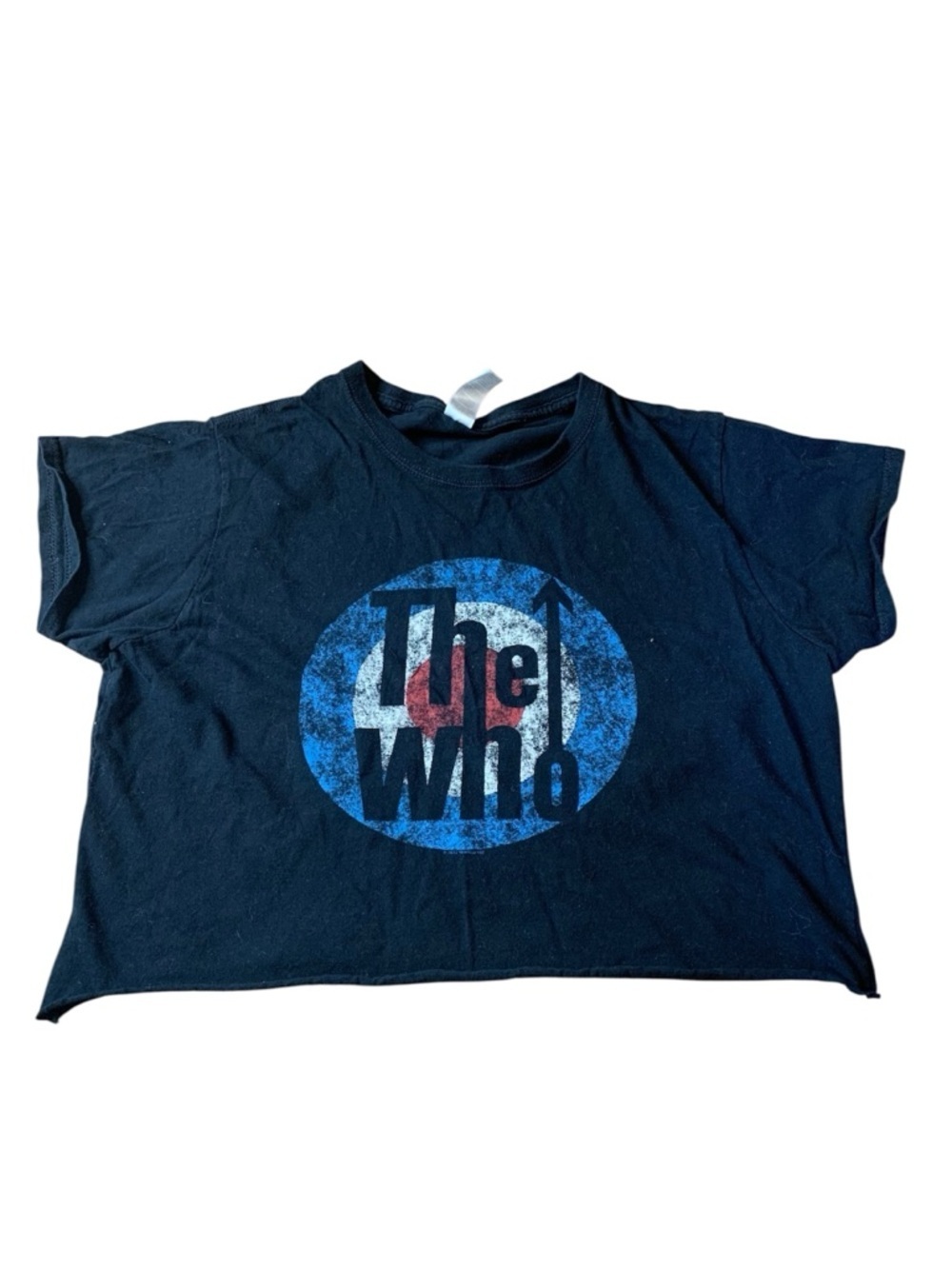 The Who Mod Target Graphic Band Tee | Cropped Black Raw Hem | XL